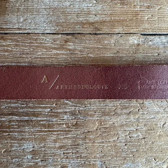 Anthropologie Tan Leather Belt with Brass Toned Western Style Buckle - Picture 2 of 12